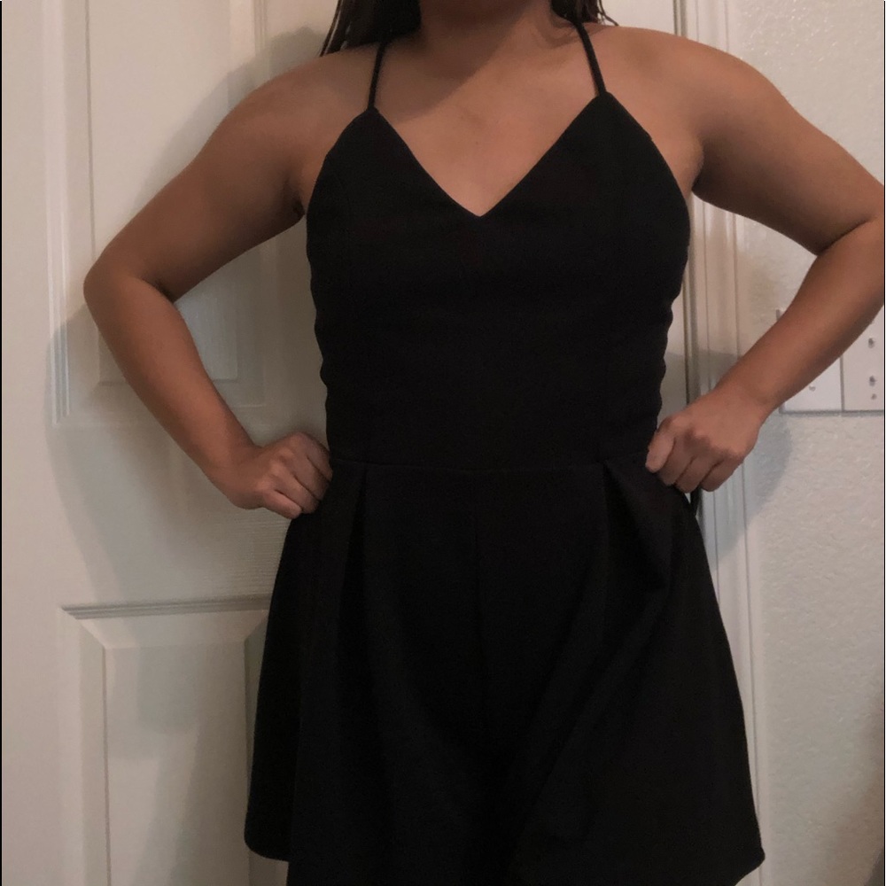 Black romper with crochet back